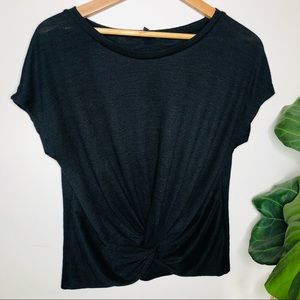 Black George Short Sleeved Knit Front Knot Detail Sz M